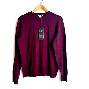 Tilley Stretch merino Wool Crew  Thin Lightweight  Burgundy Cardigan XL